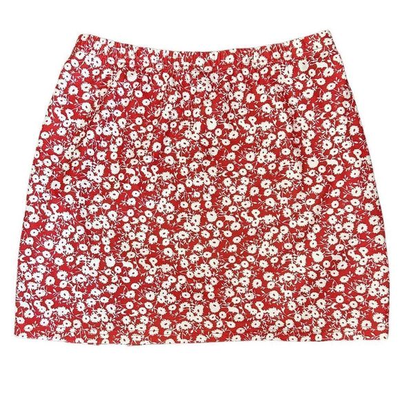 Red & White Ditsy Floral Bodycon Mini Skirt Size Large - Picture 3 of 4